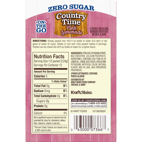 by Country Time Country 72 Count Time Sugar-Free Pink Lemonade On-The-Go Powdered Drink Mix