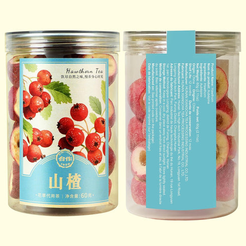 1950 60g, 100% CO-OP Hawthorn Berry Tea, Whole Deseeded Fruit Cut, Thin Skin & Thick Flesh, Natural Tart-Sweet Flavor