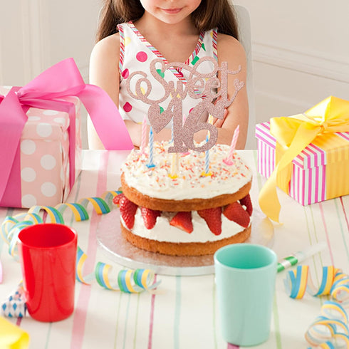 Rsstarxi 1 Pack 16 16 16th 6th Sweet Cake Topper Glitter Cheers to Years Old Cake Pick Sweet Sixteen Birthday Cake