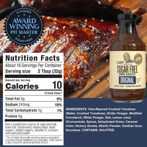 G Hughes Sugar Free BBQ Sauces, Hickory & Original, 18 oz (Pack of 2) - Keto & Gluten Free
