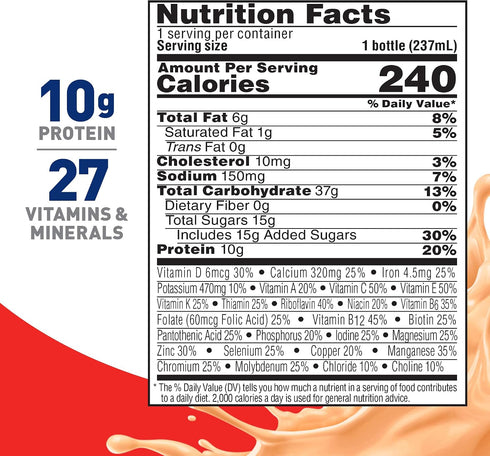 8 Oz (Pack 24) BOOST Original Ready to Drink Nutritional Drinks, Peaches & Creme, Fl