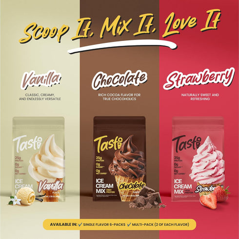 TASTI 25g 0g High-Protein Ice Cream Mix - Strawberry Flavor Low Sugar Ice Cream Powder - Made for Ninja Creami, Soft