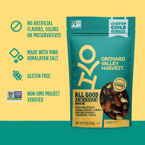 1 (Pack 8), Orchard Valley Harvest Antioxidant Mix, Ounce Bags of Almonds, Cranberries, Blueberries, Cashews