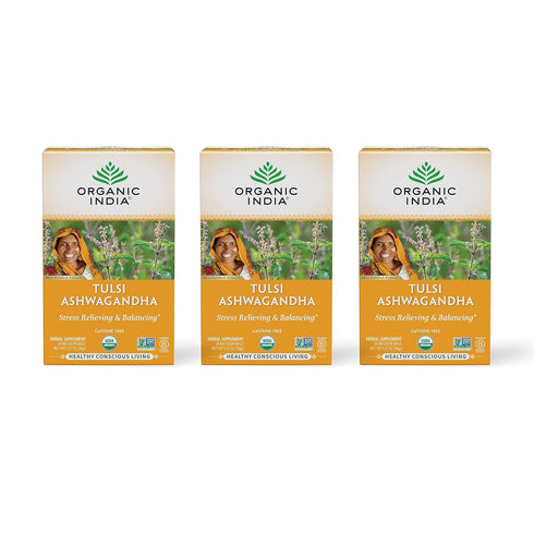 ORGANIC INDIA Calming Tulsi Ashwagandha Herbal Tea - Holy Basil Tea with