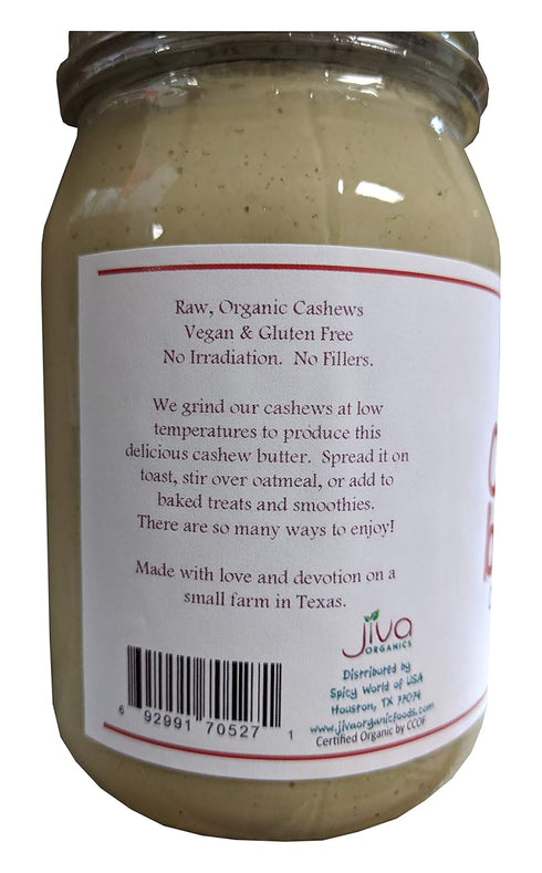 16-Ounce Jiva Organics RAW Organic Cashew Butter Jar