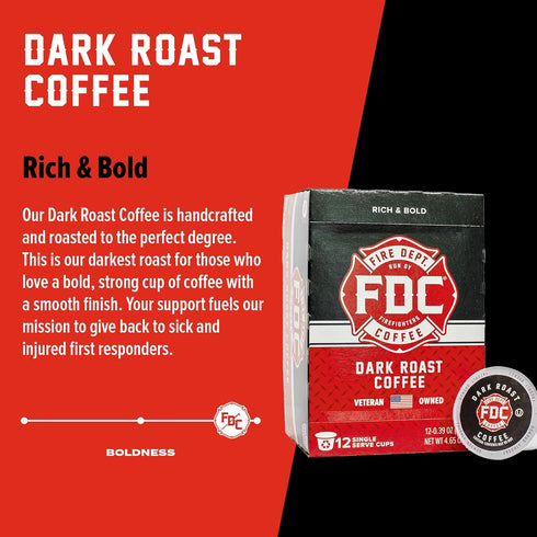 Fire Department Coffee - Dark Roast Coffee Pods, Bold & Strong, 12 Single Pods