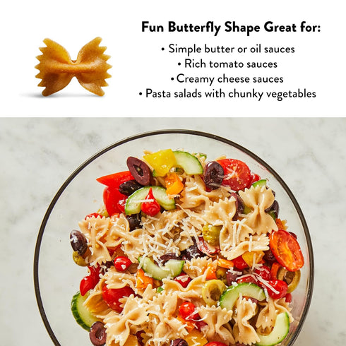 1 7 Pack, 100% DeLallo Whole Wheat Farfalle Bowtie Pasta, Pound Bag, Butterfly Shape Noodles, Organic, Imported from