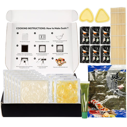 Complete Sushi Making Kit with Rolling Mat - Includes Rice, Seaweed, Wasabi & Soy Sauce