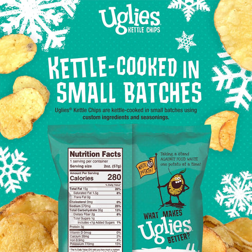 2 Oz. Pack 12 UGLIES Kettle-Cooked Potato Chips, Gluten-Free Snacks, Kosher-Friendly, Non-GMO Snacks for Kids