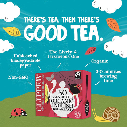 1 Pack, 80 Clipper Tea, English Breakfast Assam Blend, Fairtrade, Organic, Plant-Based, Caffeinated British Tea