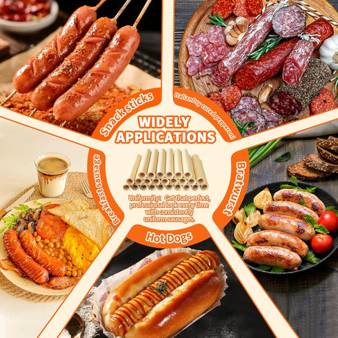 30mm 15m/49ft,1 HAIKISS Collagen Sausage Casing,HALAL Edible Drying Sausage Casings for Hot Dog,Breakfast Sausage