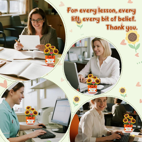 Mini Thank You Gifts for Women Men Teacher Appreciation Gifts Handmade Crochet Sunflower for Female Teacher Mentor