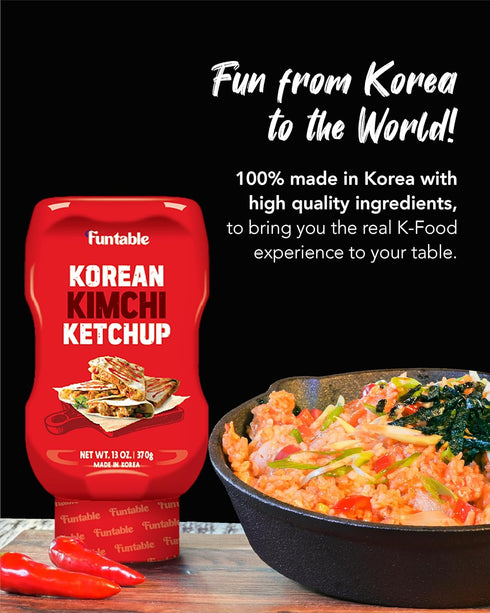 (12.70 oz, Pack 1) Funtable Korean Kimchi Ketchup of - Savoury & Spicy, Ketchup, Great Flavors, Easy-to-Use. Perfect