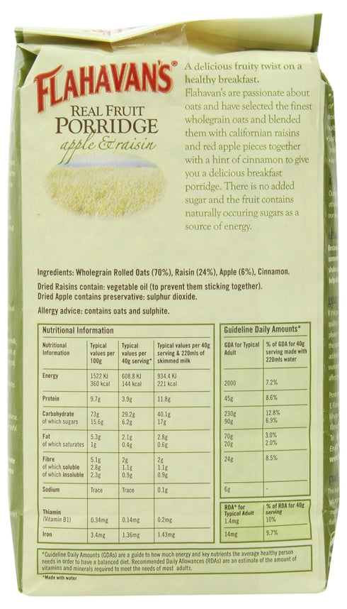 21.16-Ounce (Pack 4) FLAHAVAN'S Real Fruit Porridge with Apples & Raisins, Whole Grain Oats, Bags