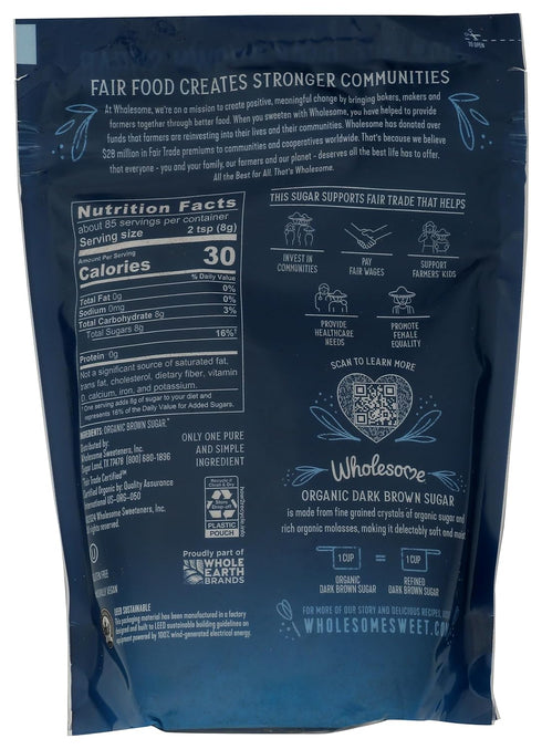 24oz, 1-Pack Wholesome Fair Trade Organic Dark Brown Sugar