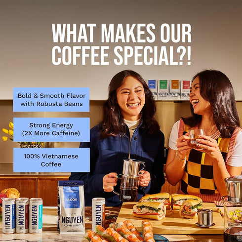 [12 oz Nguyen Coffee Supply - Saigon Robusta & Arabica Blend: Dark Roast Premium Whole Coffee Beans, Vietnamese Single