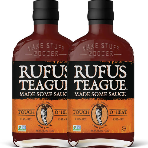Rufus Teague Touch O' Heat Natural BBQ Sauce, 2 Pack, Premium Barbecue