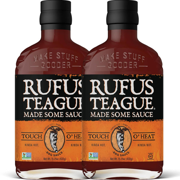 Rufus Teague Touch O' Heat Natural BBQ Sauce, 2 Pack, Premium Barbecue