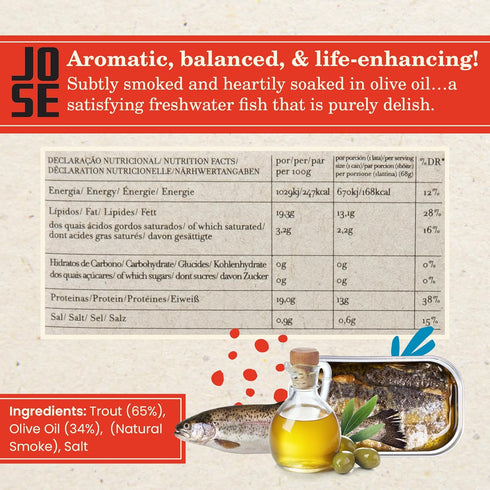 90g 3-Pack Jose Gourmet Smoked Trout Fillets in Olive Oil