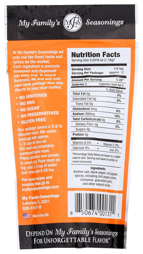 1.8 (Pack 1) My Family's Seasonings, Inc Pork, Ounce
