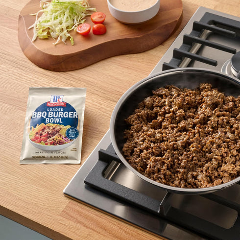 1.25 oz (Pack 12) McCormick Seasoning Mix, Loaded BBQ Burger Bowl, Hearty, Ground Meat, Smash Burger Seasoning, No