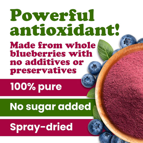 8 100% Food to Live Blueberry Juice Powder, Ounces - Pure, Antioxidant-Rich. Great for Smoothies, Spray-dried, No Sugar