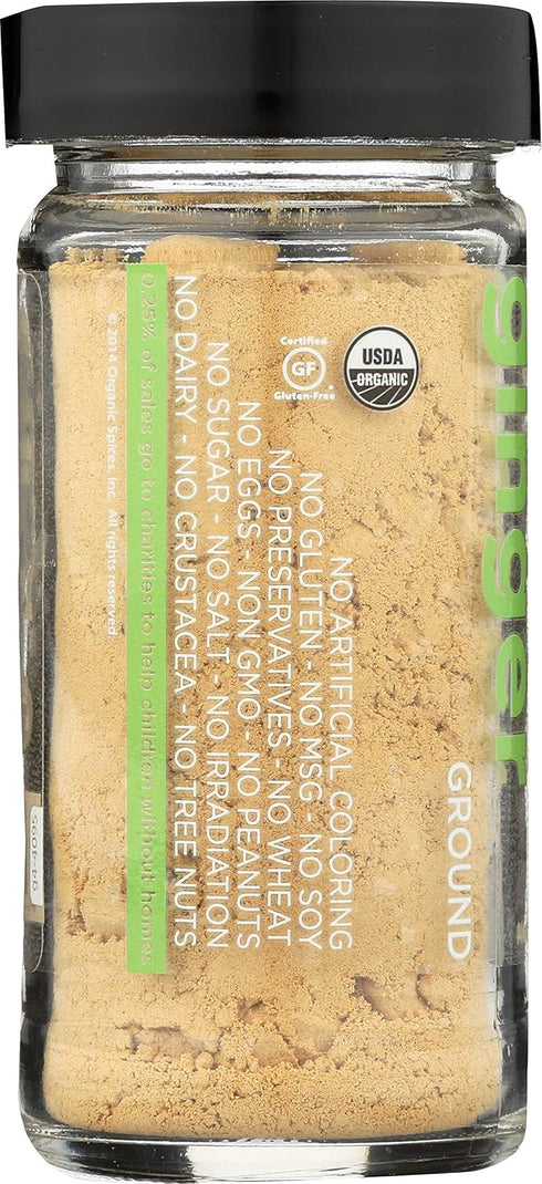 Spicely Organics USDA Certified Organic Ginger Ground, Vegan Friendly, 1.2 Ounce (Pack of 3)