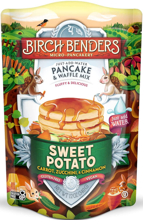12 (Pack 3) Birch Benders Sweet Potato Just-Add-Water Pancake & Waffle Mix, Ounce