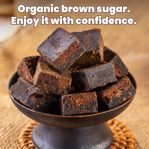 H2ONDBQF 200g/7.05oz Brown Sugar Cubes, Deep Molasses Richness Raw Cane Demerara Sugar, Handmade Ancient Black Sugar