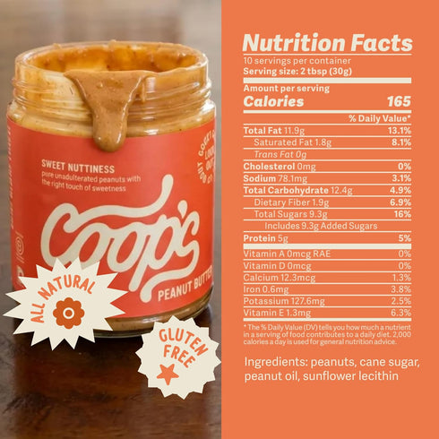 10 Coop's Peanut Butter Sauce, All Natural Peanut Sauce Gift Non GMO Gluten Free Vegan Ice Cream Toppings Sundae