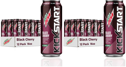Mountain Dew Kickstart, Black Cherry, 92mg Caffeine, Vitamins B & C, 80