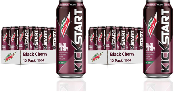 Mountain Dew Kickstart, Black Cherry, 92mg Caffeine, Vitamins B & C, 80