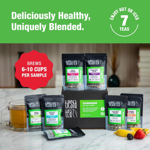7 7 Tiesta Tea - Green Teas Dry Flight Sampler, Loose Leaf, Medium Caffeine Hot & Iced Tea, Premium Green Tea Blends