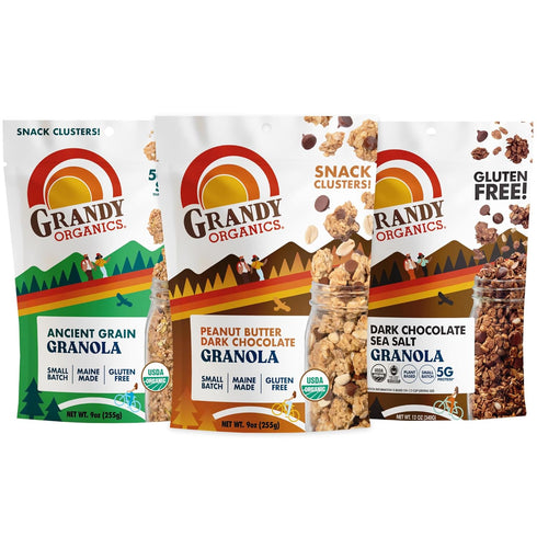 Grandy Organics Variety Pack - Ancient Grain, Peanut Butter & Dark Chocolate,