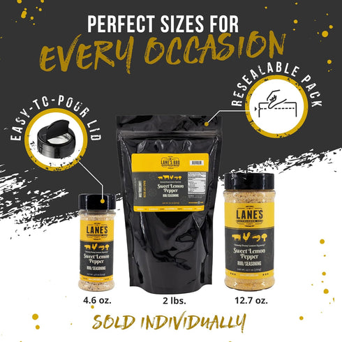 2 Lbs Lane's Sweet Lemon Pepper Seasoning, All-Natural Lemon Seasoning Blend with Citrus, Lemon Pepper Powder