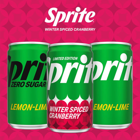 Pack, 7.5 oz 10 Pack Sprite Winter Spiced Cranberry Soda Soft Drink Fridge fl Mini Cans