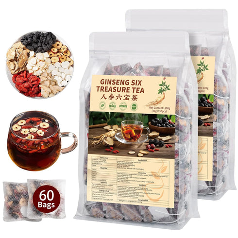 Solisleaf Kidney Tea Formula Ginseng Six Treasure Tea - Natural Chinese Traditional Herbal