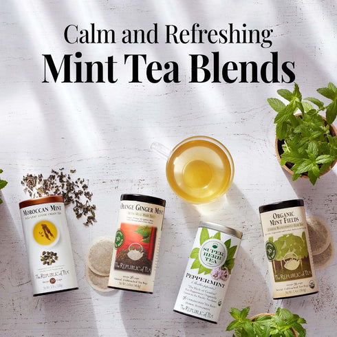 36 The Republic of Tea - Orange Ginger Mint Herbal Tea, Tea Bag, Tin | Caffeine-free
