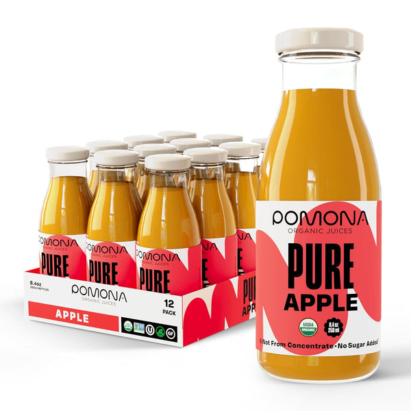Pomona Organic Apple Juice (Pack of 12), Cold Pressed USDA Organic Juices,