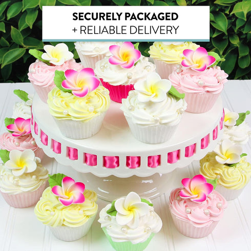 24 Count Count Global Sugar Art Tropical Frangipani Plumeria Edible Sugar Flower Blossoms, Wedding Cake & Cupcake