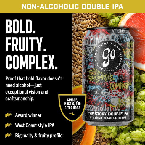 12 Pack (12 oz, 12 Pack) Go Brewing - IPA Mixed - Non Alcoholic Beer - Small Batch Brew - Low Calorie Drink - Featuring