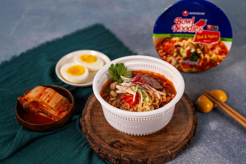 3.03 (Pack 6) Nongshim Ramen Noodles, Gourmet Instant Ramen bowl, Premium Microwavable Noodle Soup, Hot & Spicy, Ounce