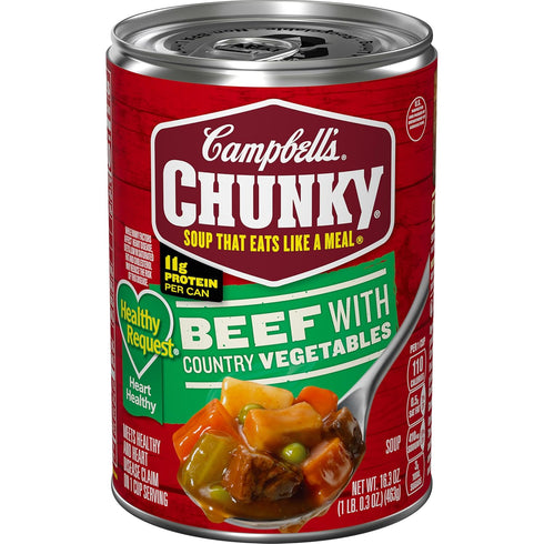 Campbells Chunky Healthy Request Soup, Beef Soup with Country Vegetables, 16.3 Oz