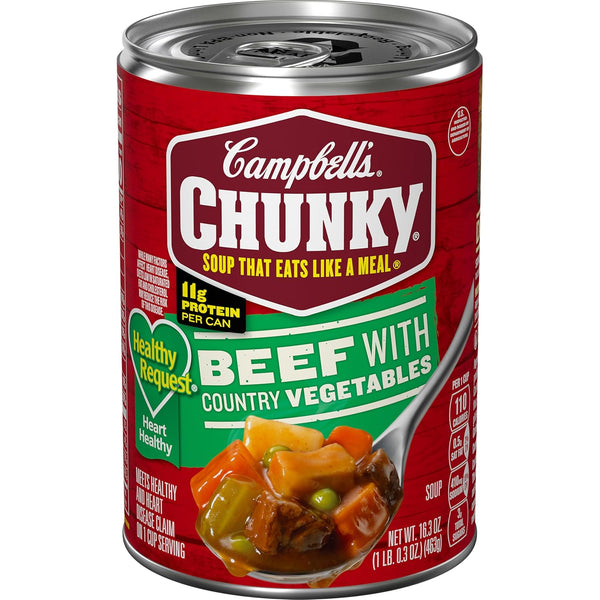 Campbells Chunky Healthy Request Soup, Beef Soup with Country Vegetables, 16.3 Oz
