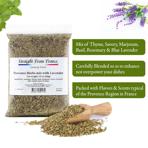 3.5oz Straight from France Genuinely French, Provence Herbs Mix Seasoning with Lavender
