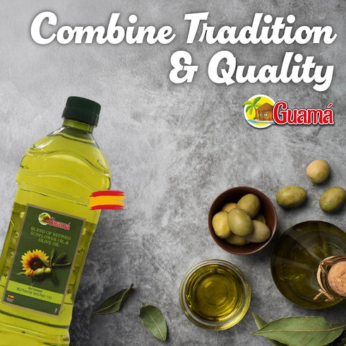 51 oz 1.5 95% 5% GUAMA - Olive Oil for Cooking Blend - Sunflower Oil Cooking Mix, fl L, Refined Sunflower Oil & Extra