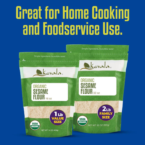 2 lb, 32 oz (Pack 2) Kevala Organic Sesame Flour Gluten Free, Making Bread, From Non GMO Seeds, All Purpose, Vegan