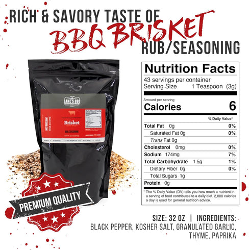 2 lb Lane's Brisket Rub Seasoning, All-Natural Championship Butt Rub Seasoning, Perfect for Burger, Steaks, and Pork