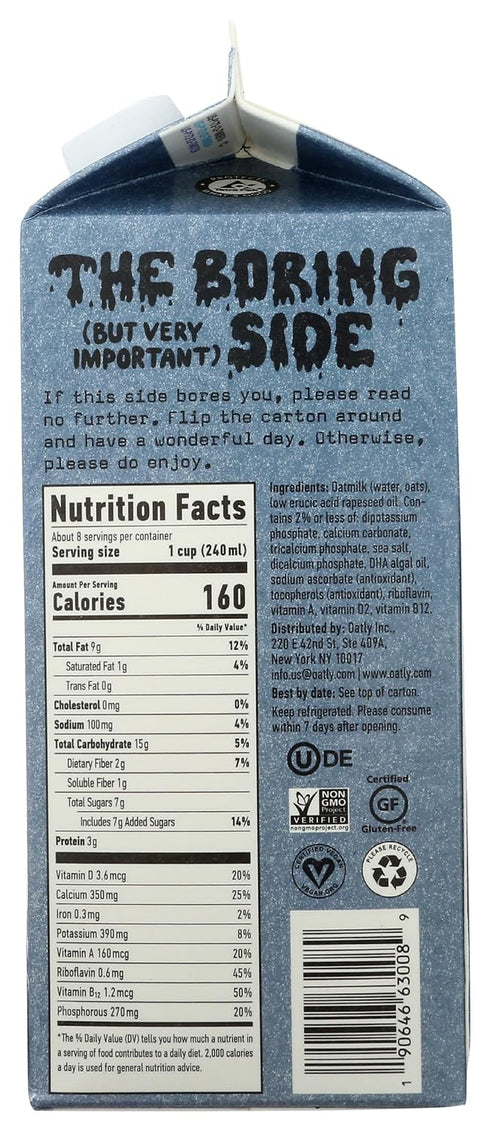 64 Oz Oatly Full Fat Oat Milk, Fl