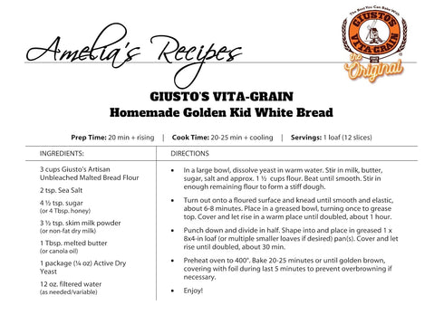 5lb Giusto's Vita-Grain All-Natural Artisan Malted Unbleached Bread Flour, Bag